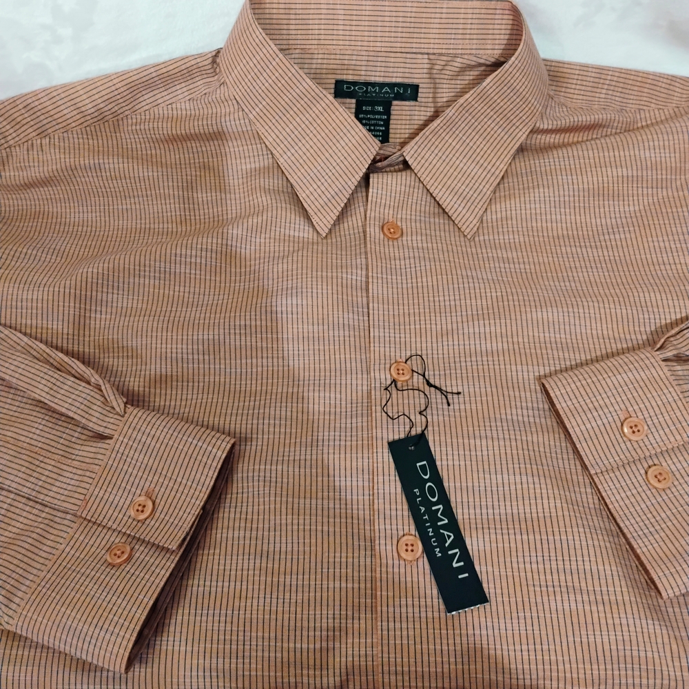 Domani Mens 3XL Long Sleeve Button Shirt Dusty Pink Micro Check NEW NWT K
